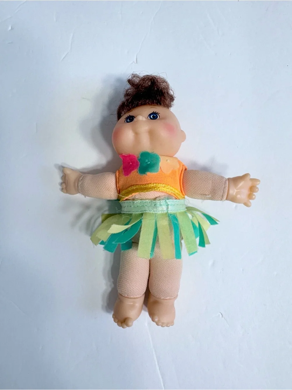 Vintage 1995 Mattel CPK Twin Dolls in Orange, Green & Denim-Style Outfits